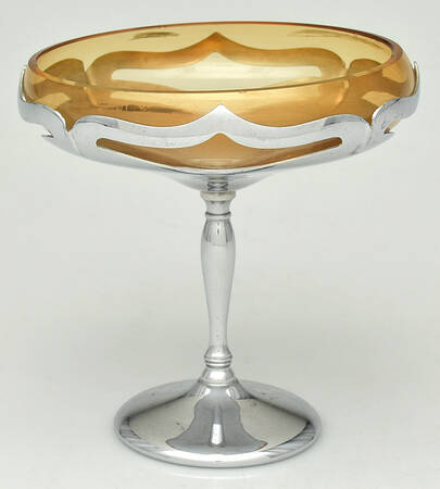 Farber Crystal (Chrome) Round Compote (Height X Width)