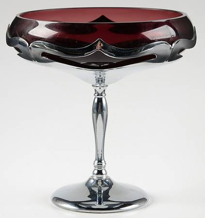 Farber Crystal (Chrome) Round Compote (Height X Width)