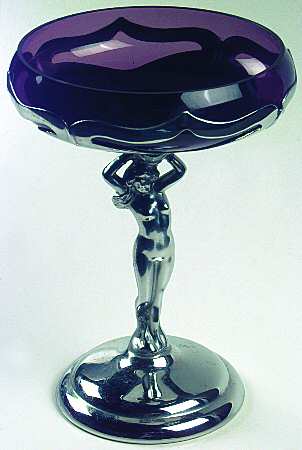 Farber Crystal (Chrome) 7" Nude Stem Open Compote