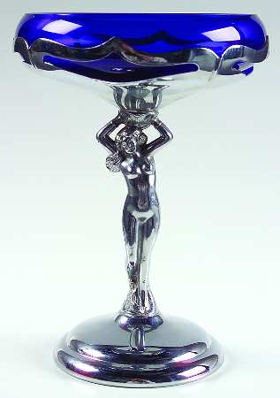 Farber Crystal (Chrome) Nude Stem Compote with Liner (Height X Width)
