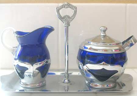 Farber Crystal (Chrome) Creamer & Sugar Metal Stand