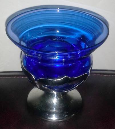 Farber Crystal (Chrome) Blue Low Sherbet
