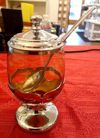 Farber Crystal (Chrome) Footed Jam/Jelly & Lid
