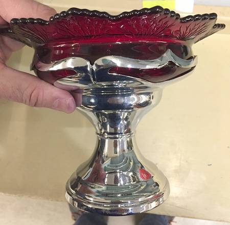 Farber Crystal (Chrome) Round Compote (Height X Width)