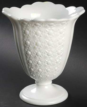 Daisy and Button Milk Glass 8" Square Vase