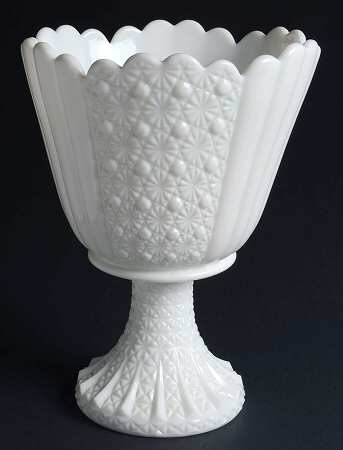 Daisy and Button Milk Glass 10" Footed Vase