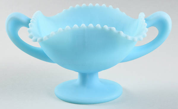 Blue Satin Footed Handled Open Jam/Jelly