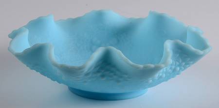 Blue Satin 10" Round Crimped Bowl