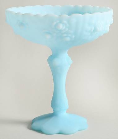Blue Satin Round Compote (Height X Width)