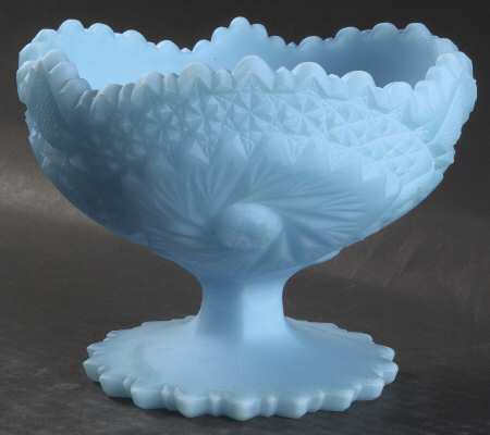 Blue Satin Round Compote (Height X Width)
