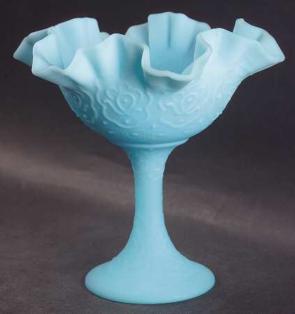 Blue Satin Round Compote (Height X Width)