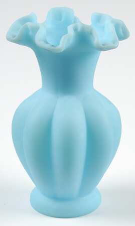 Blue Satin 6" Flower Vase