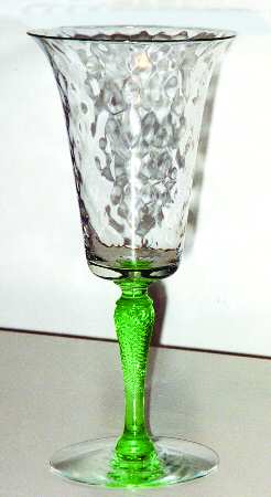 7542 Clear Green (Clear Bowl, Green Stem) Water Goblet