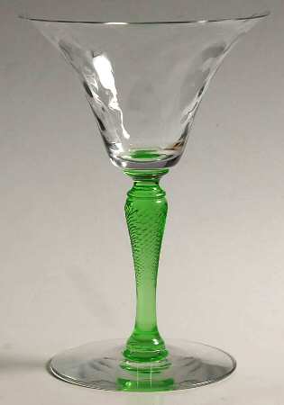 7542 Clear Green (Clear Bowl, Green Stem) Champagne/Tall Sherbet