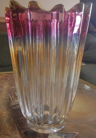 Celestial Gem-Tone (Marigold Purple Iridescent) 8" Flower Vase