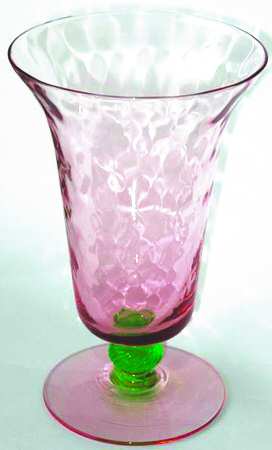7542 Pink Green (Pink Bowl and Foot, Green Stem) Iced Tea