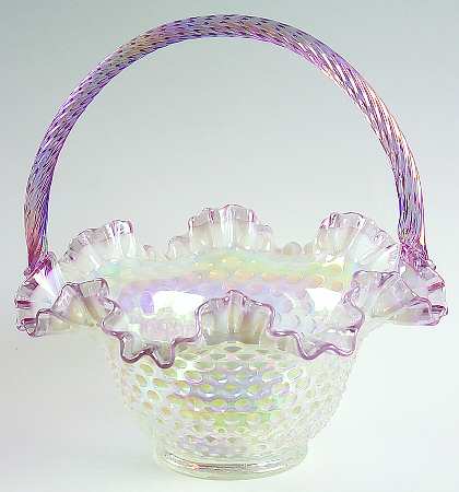 Hobnail French (Opalescent, Dusty Rose Trim) by Fenton