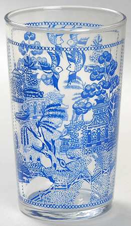 Willow Blue (Stitched Border) Flat Juice Glass
