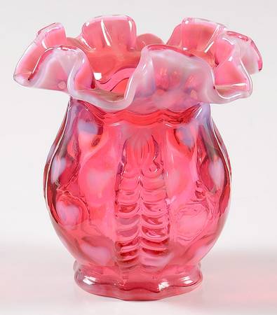Cranberry Opalescent Heart Optic by Fenton