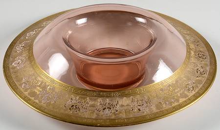 Grecian (Pink Stem) 13" Rolled Edge Bowl