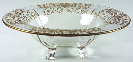 Rose Bud (Gold Encrusted, Stem 86) 12" 4-Toed Footed Bowl