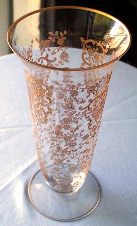 Rose Bud (Gold Encrusted, Stem 86) 10" Flower Vase