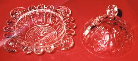 Sunken Primrose Clear Round Covered Butter by Greensburg
