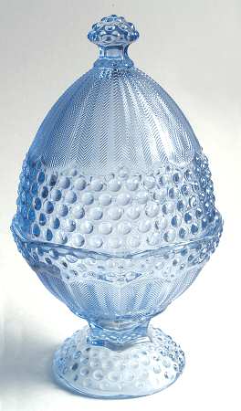 Emily's Attic Blue Egg Shape Candy Dish & Lid