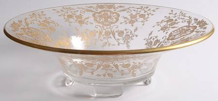 Bridal Bouquet (Gold Encrusted, Stem 35) 11" 4-Toed Footed Bowl