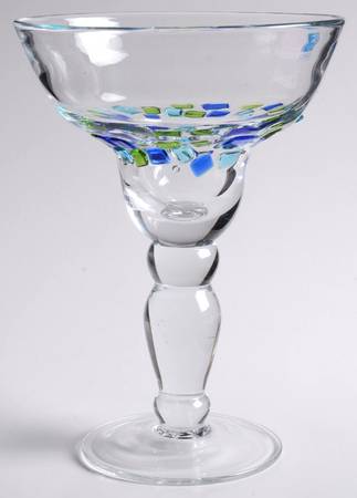 Harlequin II (Blue & Green) Margarita Glass