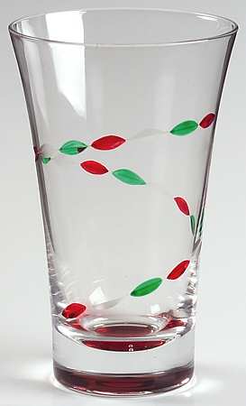 Christmas Jewels (Red Foot) Highball Glass by Gorham Crystal