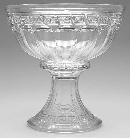 Greek Key Clear Punch Bowl with Stand