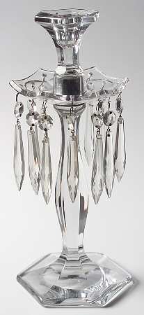 Patrician Clear (Line 5) Candelabra (9"Base,6sided Socket,Bobeche&12prisms)