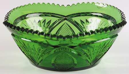 Pineapple and Fan Green 9" Nappy