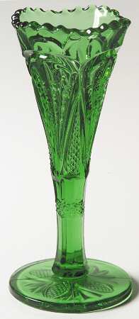 Pineapple and Fan Green 6" Flared Bud Vase