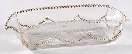 Beaded Swag Clear Flared Pickle Dish