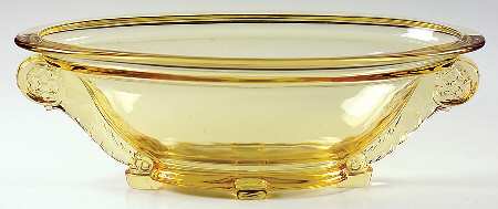 Trident Yellow 14" 4 Toed Oval Bowl by Heisey