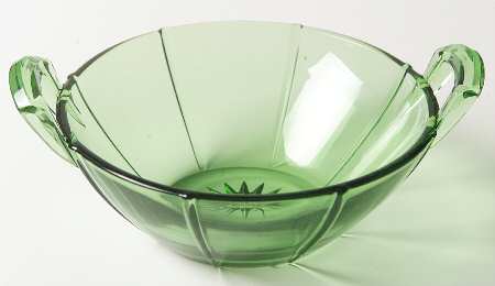 Rib and Panel Green Flat Open 2 Handled Jam/Jelly