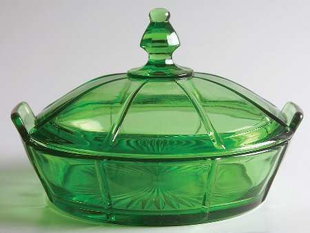 Rib and Panel Green Lemon Dish & Lid
