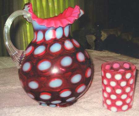 Polka Dot Cranberry Opalescent by Hobbs Brockunier