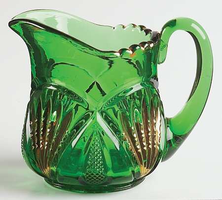 Pineapple and Fan Emerald (Gold Encrusted) by Heisey