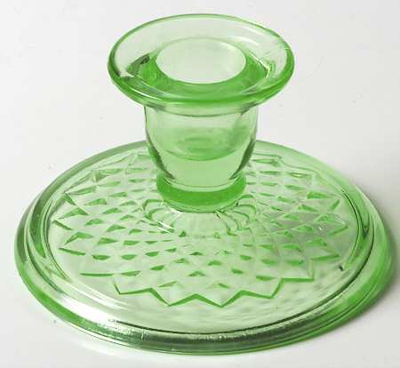 Diamond Quilted Green 2" Single Light Candlestick by Imperial Glass-Ohio