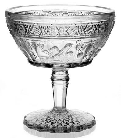 Bird and Strawberries Round Compote (Height X Width)