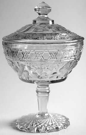 Bird and Strawberries Round Compote & Lid (Height X Width)