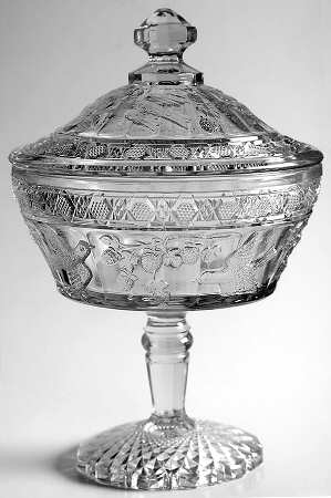 Bird and Strawberries Round Compote & Lid (Height X Width)