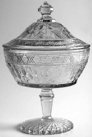Bird and Strawberries Round Compote & Lid (Height X Width)