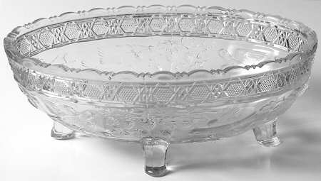 Bird and Strawberries 9" Oval 4 Toed Bowl
