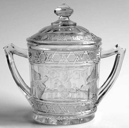 Bird and Strawberries Sugar Bowl & Lid