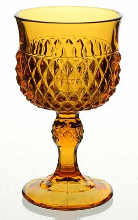 Diamond Point Amber Wine Glass