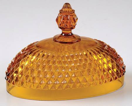 Diamond Point Amber Lid for Oval Covered Butter